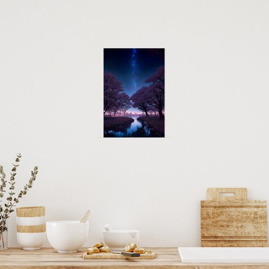 Starlit Sakura Park Poster (Keuken)