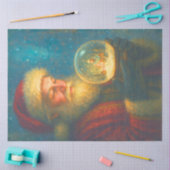 Starlit Santa Snow Globe Christmas Decoupage Paper Tissuepapier (Craft)