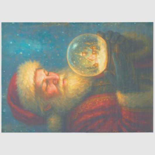 Starlit Santa Snow Globe Christmas Decoupage Paper Tissuepapier (Voorkant)