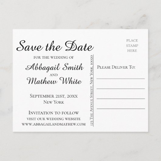 Starlit sparen de Datum Witte Stars op Blauw Aankondigingskaart (Achterkant)