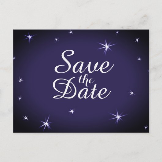 Starlit sparen de Datum Witte Stars op Blauw Aankondigingskaart (Voorkant)