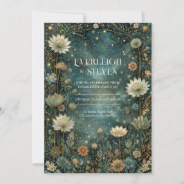 Starlit Teal Celestial Astrantia Wedding Kaart