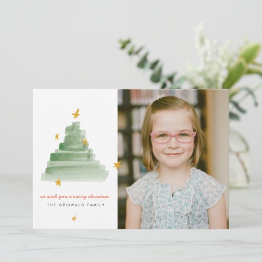 Starlit Tree Holiday-fotokaart Feestdagenkaart (Staand voorkant)