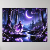 Starlit Wanderer in Mystic Forest meisje tussen gl Poster (Voorkant)