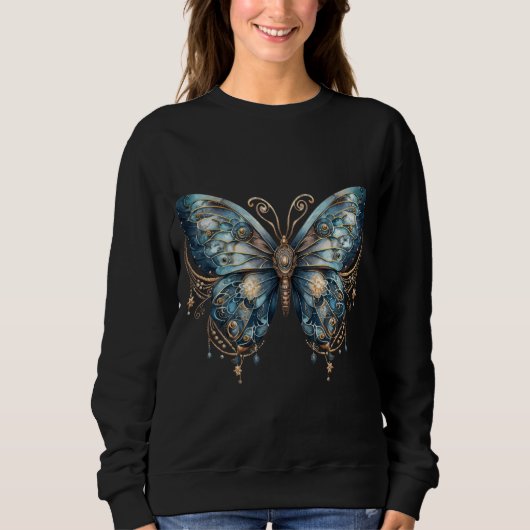 Starlit Wings Celestial Moth – Gothic Witchy Trui (Voorkant)
