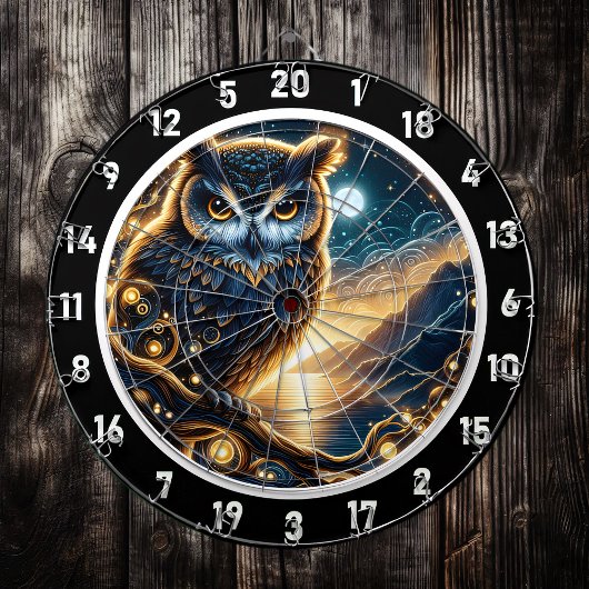 Starlit Wisdom Owl Dartboard Art Dartbord
