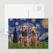 Starnacht - Airedale Terriers (twee) Briefkaart (Voorkant / Achterkant)