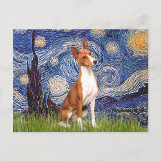 Starnacht - Basenji Briefkaart (Voorkant)