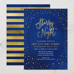 Starnacht Blau Aquarel Nep Goud Scool Dans Kaart