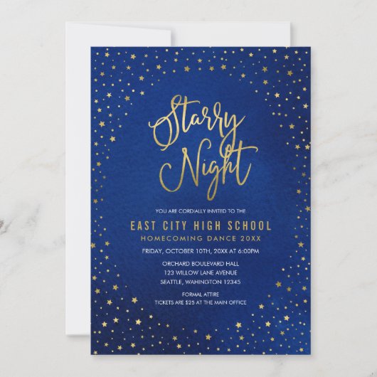 Starnacht Blauw Aquarel Nepgoud School Dans Kaart (Voorkant)