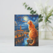 Starnacht boven Florence | Ginger Cat Art Briefkaart (Staand voorkant)