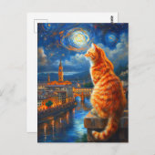 Starnacht boven Florence | Ginger Cat Art Briefkaart (Voorkant / Achterkant)