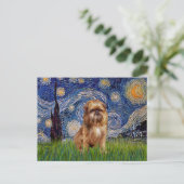 Starnacht - Bruine Brussels Griffon Briefkaart (Staand voorkant)