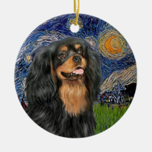 Starnacht - Cavalier (zwart / Tan) Keramisch Ornament