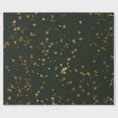 Starnacht Diep Groen Bos Gouden Confetti Cadeaupapier (Vlak)