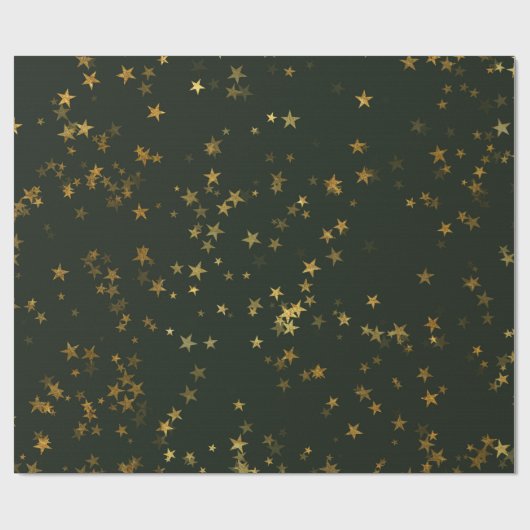Starnacht Diep Groen Bos Gouden Confetti Cadeaupapier (Vlak)