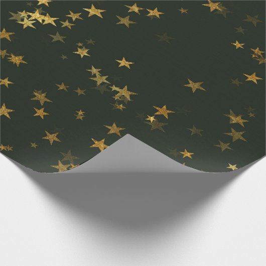 Starnacht Diep Groen Bos Gouden Confetti Cadeaupapier (Hoek)