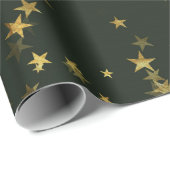 Starnacht Diep Groen Bos Gouden Confetti Cadeaupapier (Rol Hoek)