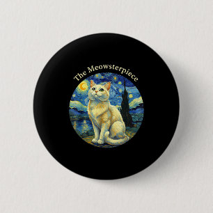 Starnacht Grappige Kat De Meowsterece Van Gogh Hu Ronde Button 5,7 Cm
