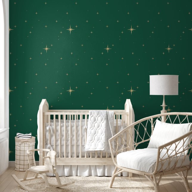 Starnacht  - Green Peel & Stick Behang (Kinderen)
