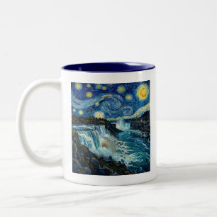 Starnacht Niagara Falls Tweekleurige Koffiemok