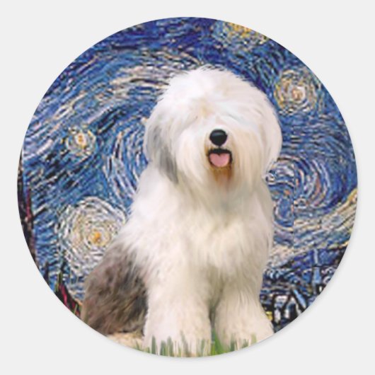 Starnacht - Oud Engels 6 Ronde Sticker (Voorkant)