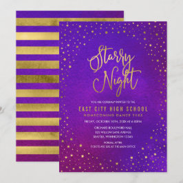 Starnacht Paars Waterverf Nepgoud Schoolfeest Kaart