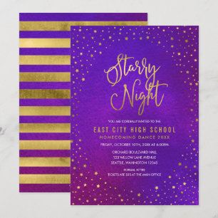 Starnacht Paars Waterverf Nepgoud Schoolfeest Kaart