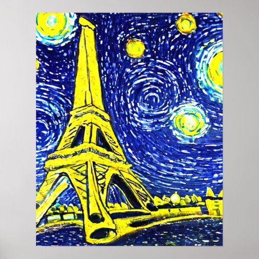 Starnacht Parijs Frankrijk Poster (Voorkant)