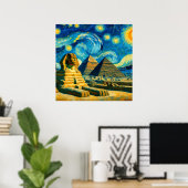 Starnacht Piramides Sfinx Egypte Poster (Thuiskantoor)