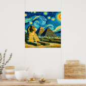 Starnacht Piramides Sfinx Egypte Poster (Keuken)