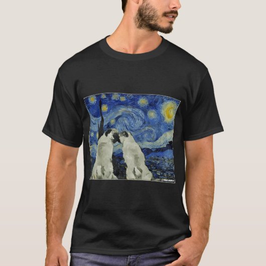 Starnacht Pugs T-shirt (Voorkant)