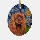 Starnacht - Robijn Cavalier King Charles Keramisch Ornament (Rechts)