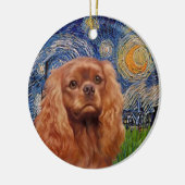 Starnacht - Robijn Cavalier King Charles Keramisch Ornament (Links)