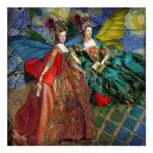 Starnacht Rococo Juffrouwen Vlindervleugels Kunst Perfect Poster