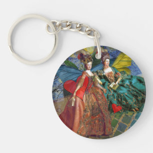 Starnacht Rococo Juffrouwen Vlindervleugels Kunst Sleutelhanger