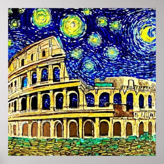 Starnacht Rome Italië Poster (Voorkant)