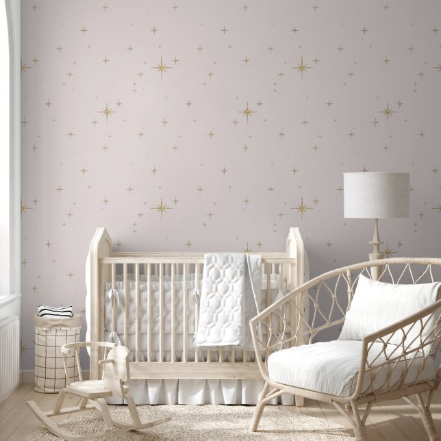 Starnacht  - Roze afneembare behang (Kinderen)