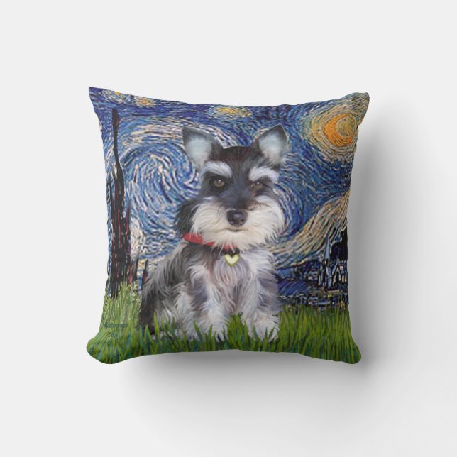 Starnacht - Schnauzer Pup #10 Kussen (Voorkant)