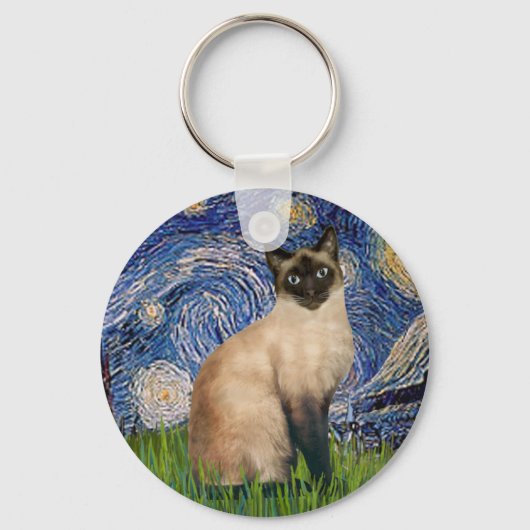 Starnacht - Seal Point Siamees Sleutelhanger (Voorkant)