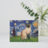 Starnacht - Seal Point Siamese kat Briefkaart (Staand voorkant)