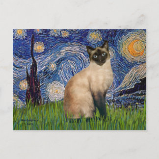 Starnacht - Seal Point Siamese kat Briefkaart