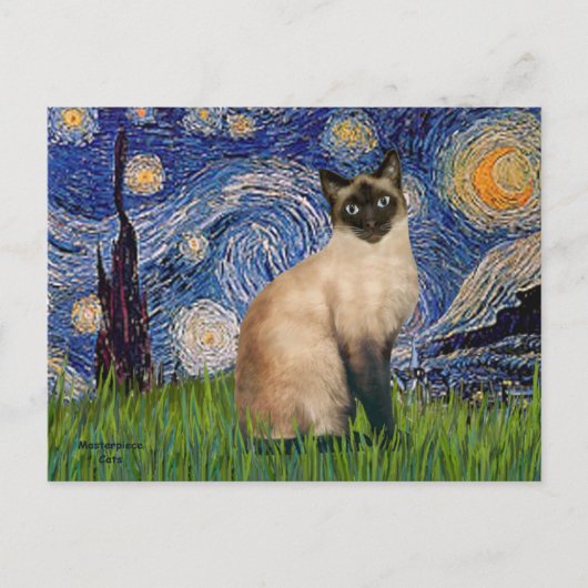 Starnacht - Seal Point Siamese kat Briefkaart (Voorkant)