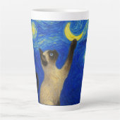 Starnacht Siamees Kat Maan Latte Mok (Voorkant)