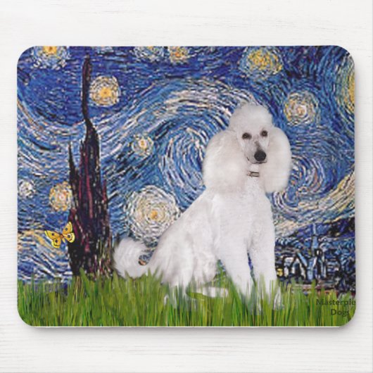 Starnacht - Standaard Witte Poodle (C) Muismat (Voorkant)
