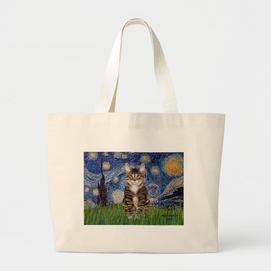 Starnacht - Tabby tijgerkat 30 Grote Tote Bag (Voorkant)