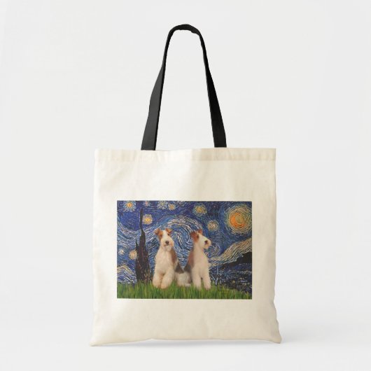 Starnacht - Twee draad Fox Terriërs Tote Bag (Voorkant)
