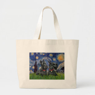 Starnacht - Twee Schotse Terriërs Grote Tote Bag