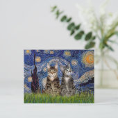 Starnacht - Twee Tijgerkatten Briefkaart (Staand voorkant)