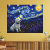 Starnacht Westie Droomlandschap Canvas Afdruk (Insitu (Woonkamer))
